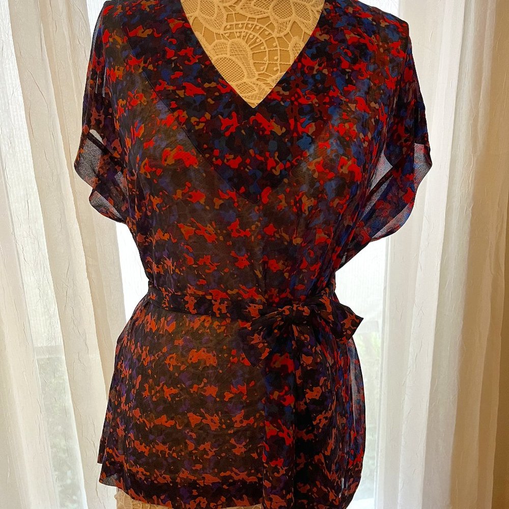 CAbi #3428 Bonus Blouse Abstract Houndstooth Top